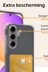 Nomfy Hoesje Geschikt voor Samsung S24 FE Hoesje Pasjeshouder Shockproof Pas Houder Met Screenprotector - Hoesje Geschikt voor Samsung Galaxy S24 FE Hoes Met Kaarthouder - Transparant