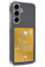 NoXx Hoes Geschikt voor Samsung S24 FE Hoesje Pasjeshouder Cover Shock Proof Case Siliconen Hoes Met Kaarthouder Met 2x Screenprotector - Transparant