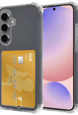 NoXx Hoes Geschikt voor Samsung S24 FE Hoesje Pasjeshouder Cover Shock Proof Case Siliconen Hoes Met Kaarthouder - Transparant