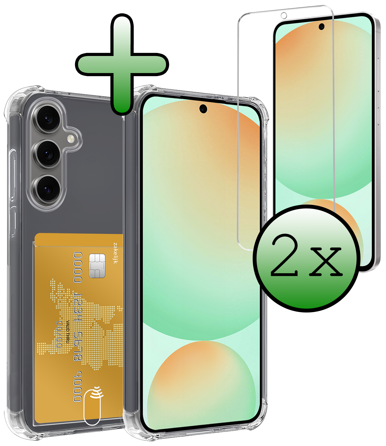BASEY. Hoes Geschikt voor Samsung S24 FE Hoesje Shock Proof Case Hoes Met 2x Screenprotector - Hoesje Geschikt voor Samsung Galaxy S24 FE Hoes Cover Shockproof - Transparant
