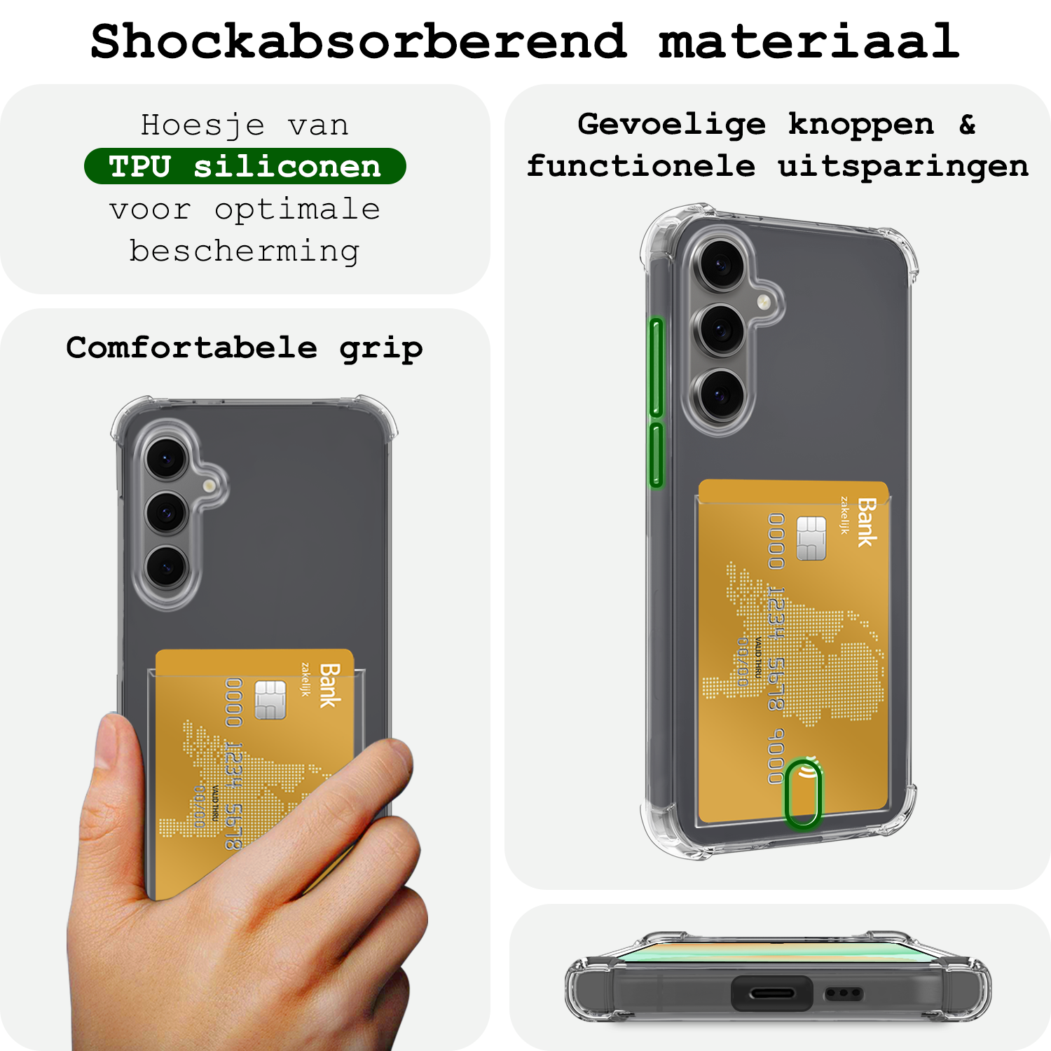 BASEY. Hoes Geschikt voor Samsung S24 FE Hoesje Shock Proof Case Hoes Met Screenprotector - Hoesje Geschikt voor Samsung Galaxy S24 FE Hoes Cover Shockproof - Transparant