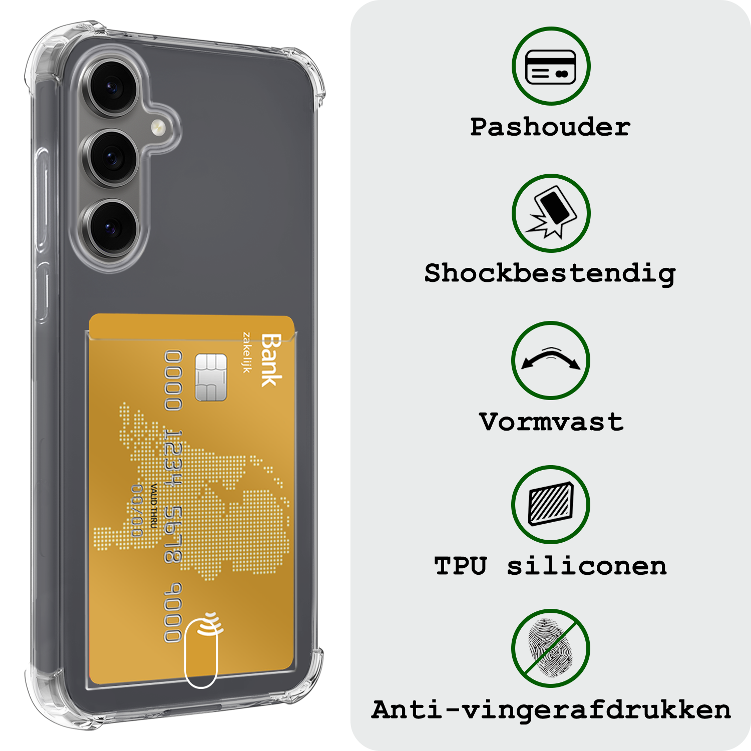 BASEY. Hoes Geschikt voor Samsung S24 FE Hoesje Shock Proof Case Hoes - Hoesje Geschikt voor Samsung Galaxy S24 FE Hoes Cover Shockproof - Transparant