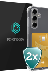 Forterra Hoesje Geschikt voor Samsung S24 FE Pashouder Case Siliconen Hoes - Hoes Geschikt voor Samsung Galaxy S24 FE Hoesje Back Cover Met Pasjeshouder - Transparant - 2 PACK
