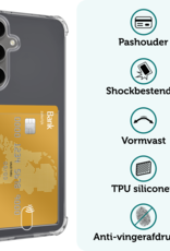 Forterra Hoesje Geschikt voor Samsung S24 FE Pashouder Case Siliconen Hoes - Hoes Geschikt voor Samsung Galaxy S24 FE Hoesje Back Cover Met Pasjeshouder - Transparant - 2 PACK