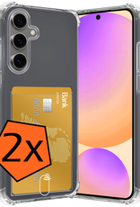 Nomfy Hoesje Geschikt voor Samsung S24 FE Hoesje Pasjeshouder Shockproof Pas Houder - Hoesje Geschikt voor Samsung Galaxy S24 FE Hoes Met Kaarthouder - Transparant - 2 PACK