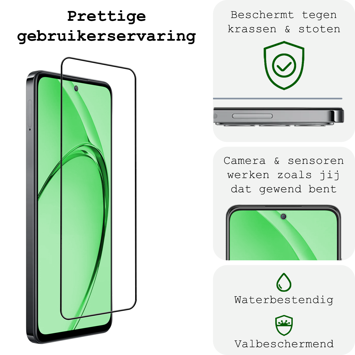 BASEY. BASEY. OPPO A80 Screenprotector Glas Full Cover - 2 PACK