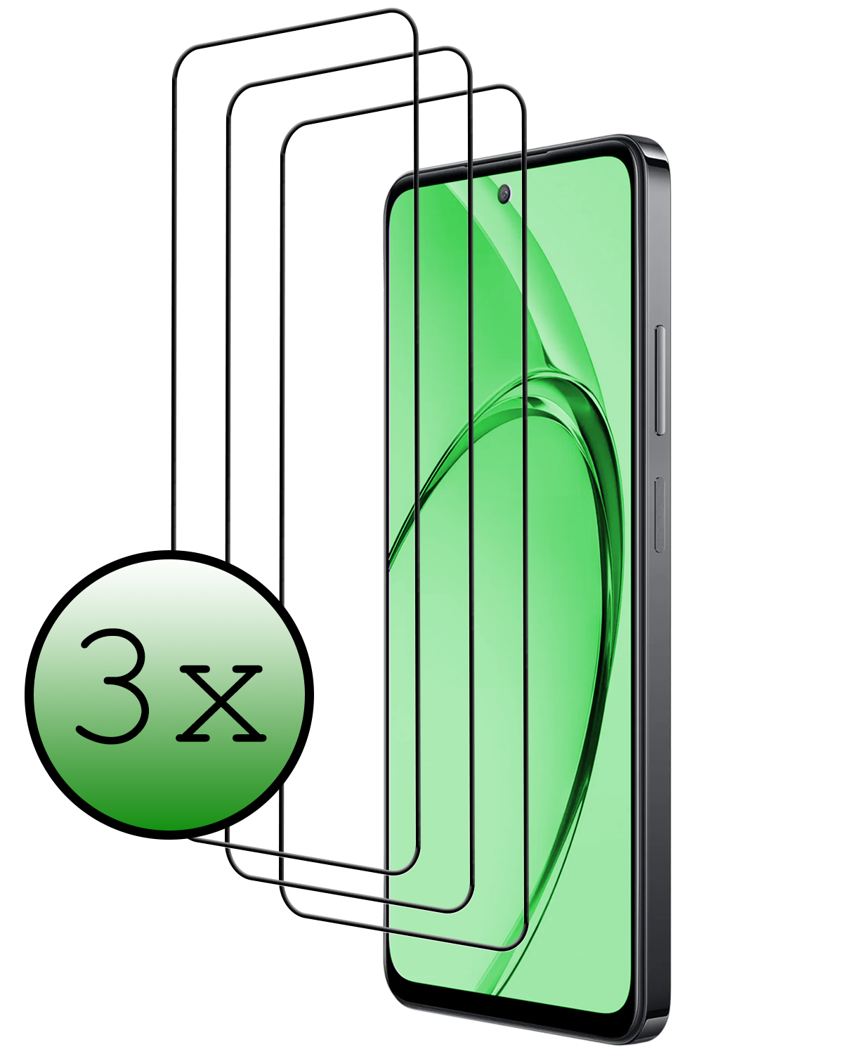 BASEY. BASEY. OPPO A80 Screenprotector Glas Full Cover - 3 PACK