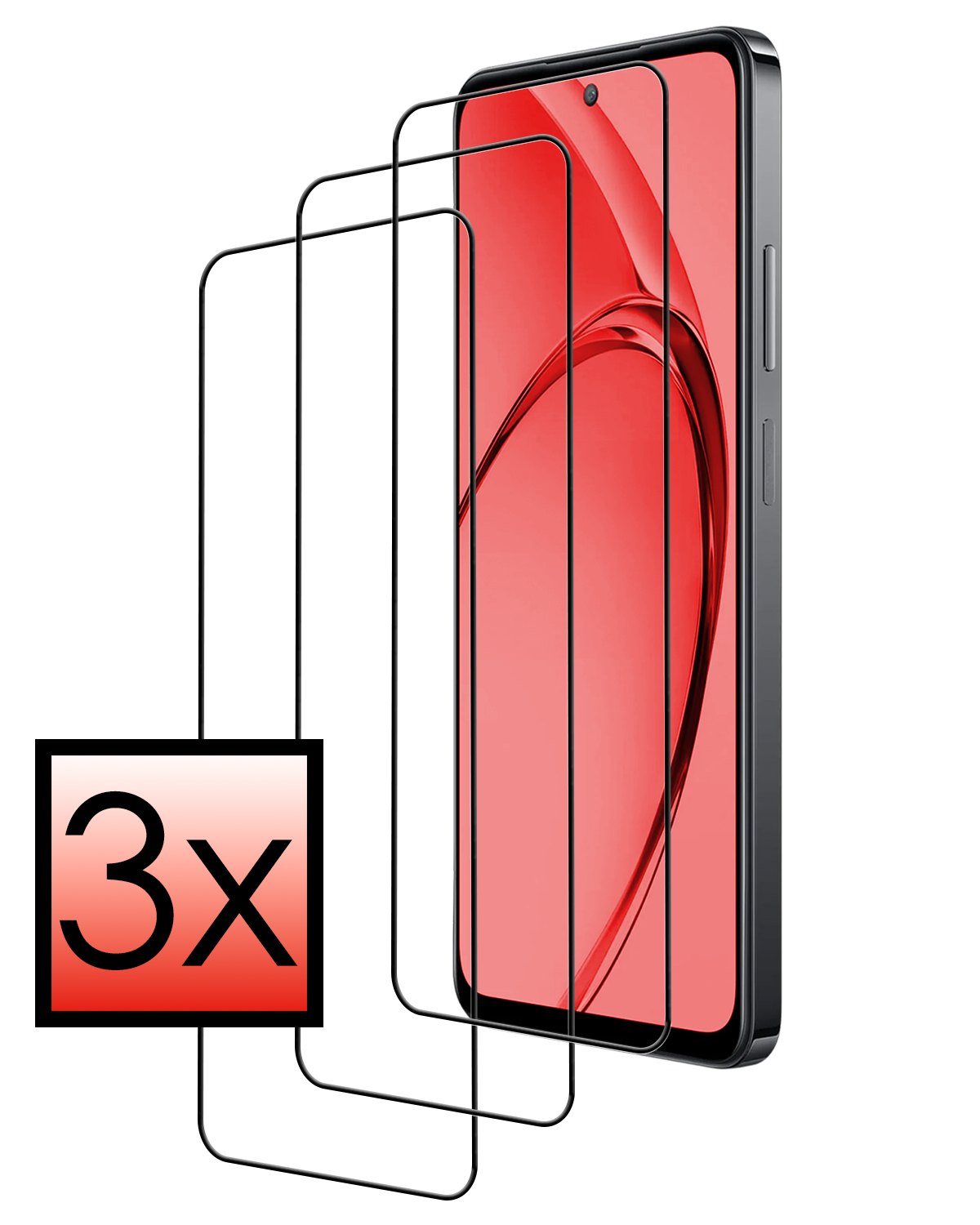 NoXx NoXx OPPO A80 Screenprotector Glas Full Cover - 3 PACK