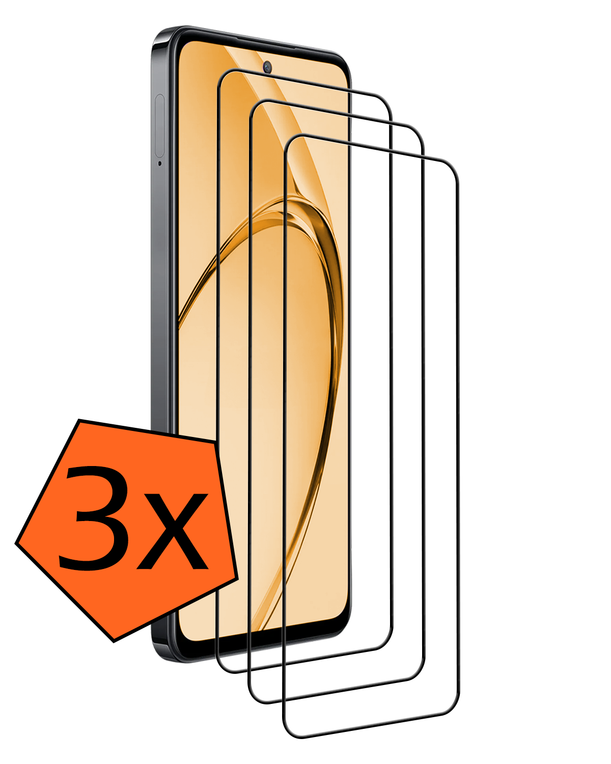 Nomfy Nomfy OPPO A80 Screenprotector Glas Full Cover - 3 PACK