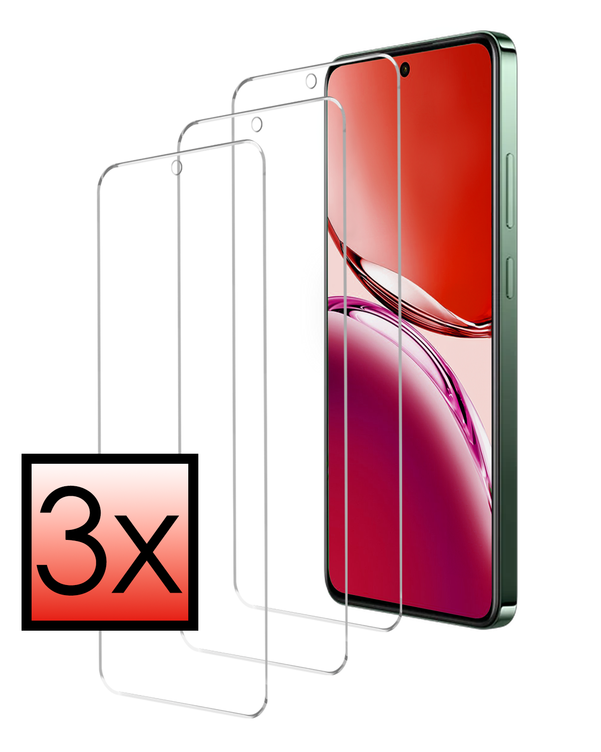 NoXx NoXx OPPO Reno 12F Screenprotector Glas - 3 PACK
