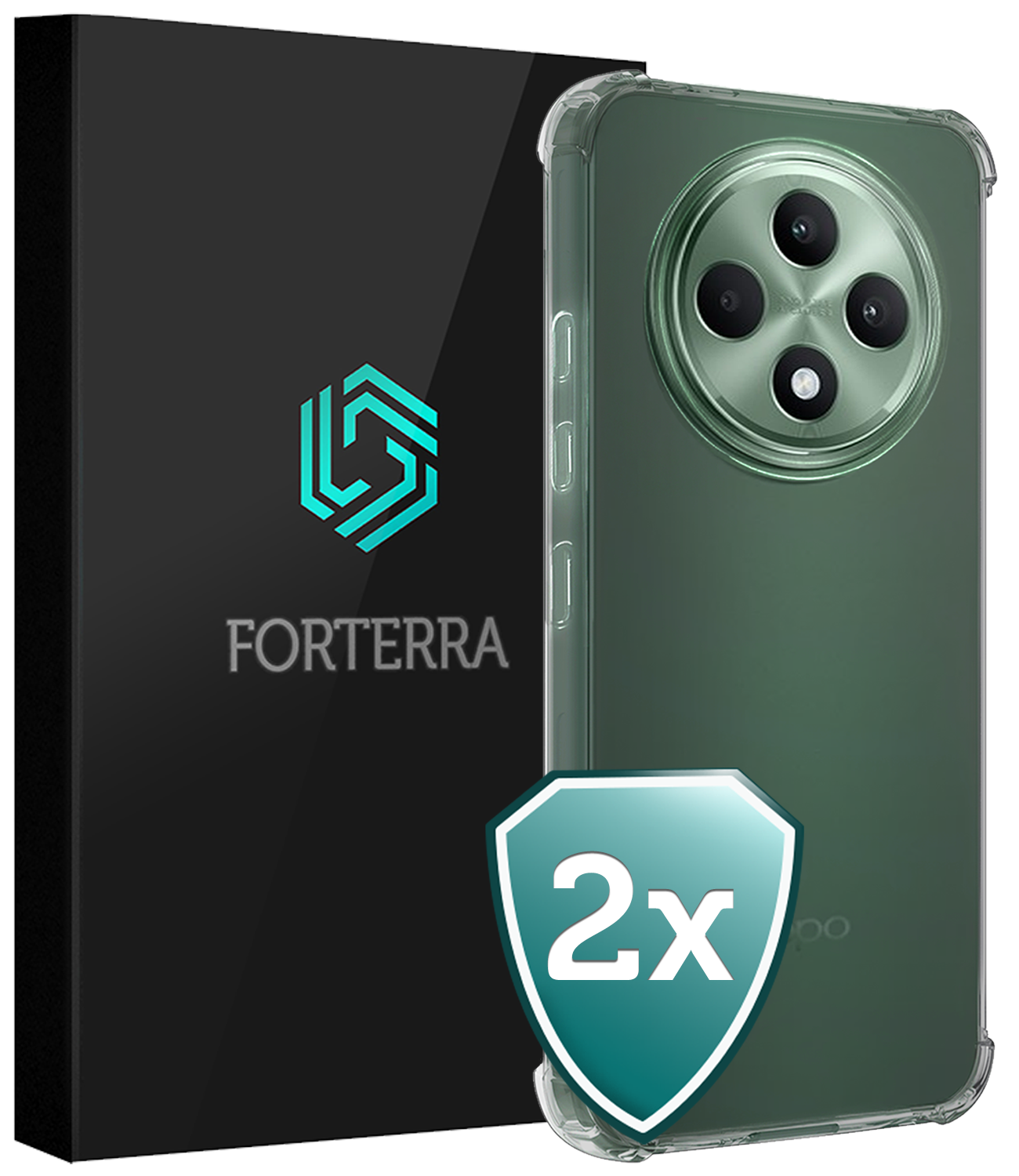 Forterra Forterra OPPO Reno 12F Hoesje Shockproof - Transparant - 2 PACK
