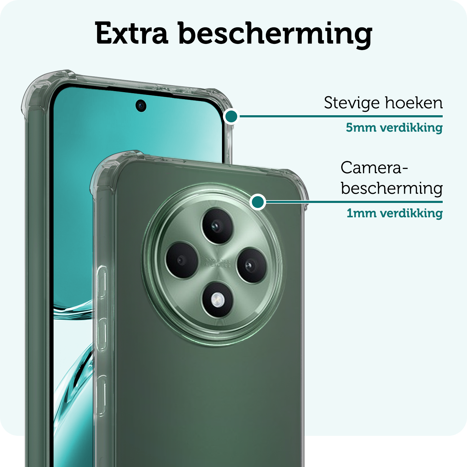 Forterra Forterra OPPO Reno 12F Hoesje Shockproof - Transparant - 2 PACK
