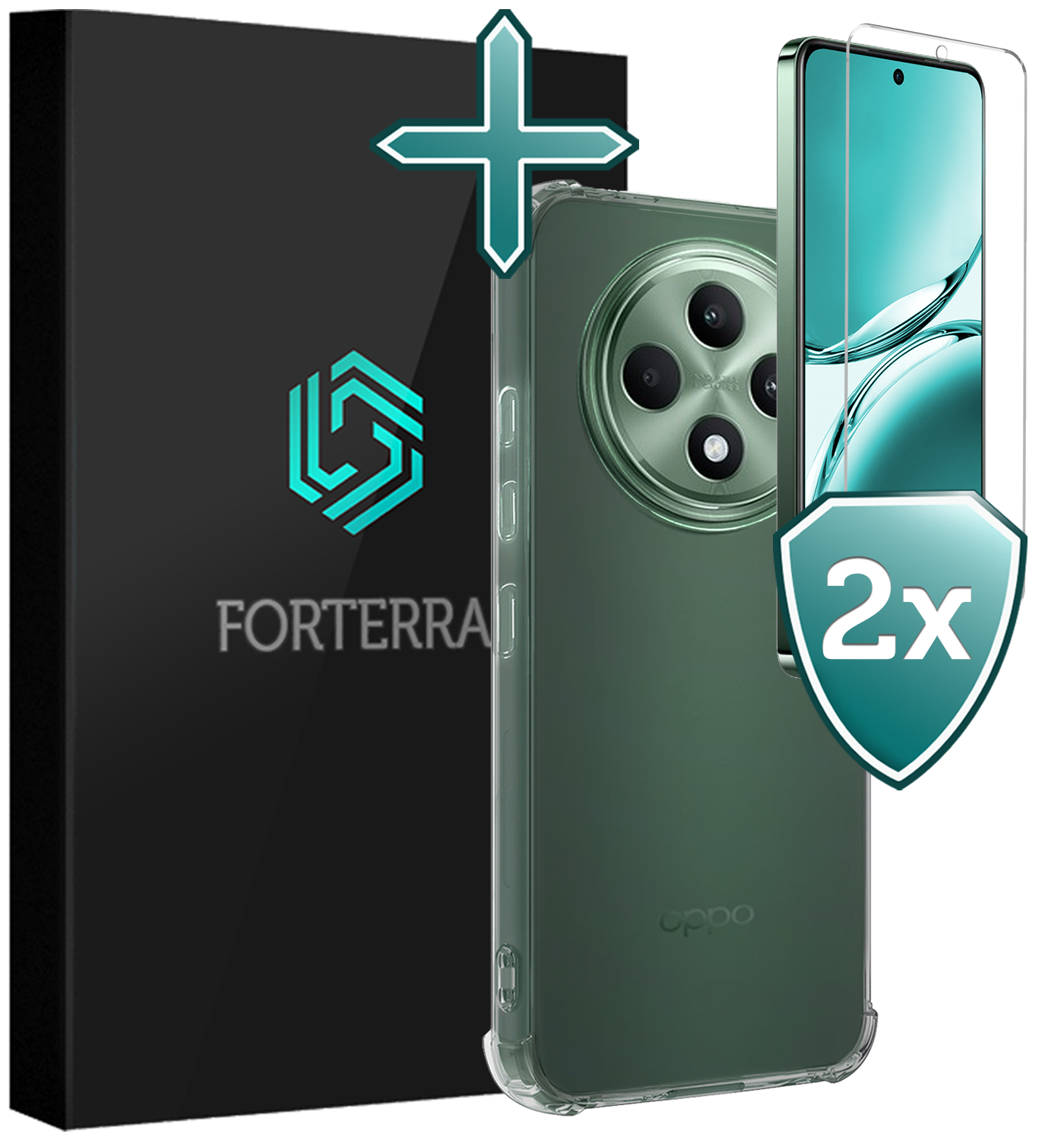 Forterra Forterra OPPO Reno 12F Hoesje Shockproof Met 2x Screenprotector