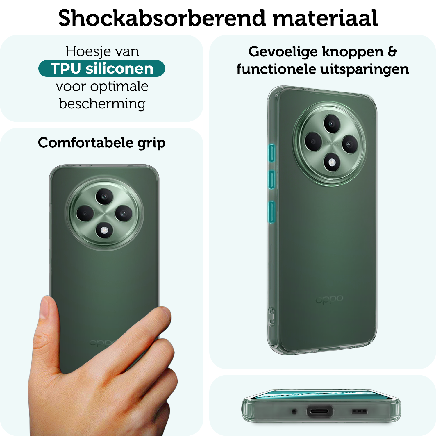 Forterra Forterra OPPO Reno 12F Hoesje Siliconen - Transparant - 2 PACK