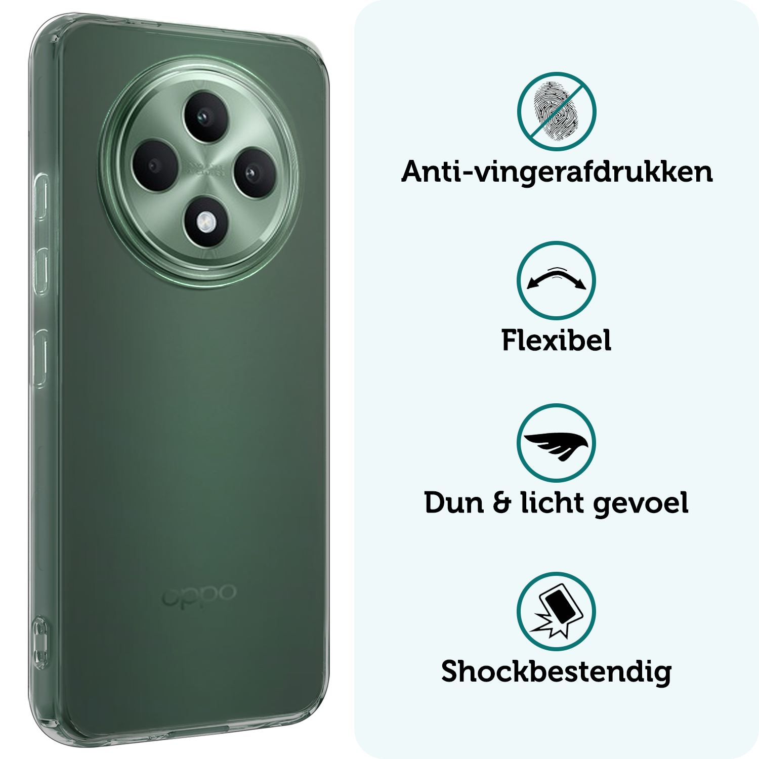Forterra Forterra OPPO Reno 12F Hoesje Siliconen Met Screenprotector - Transparant