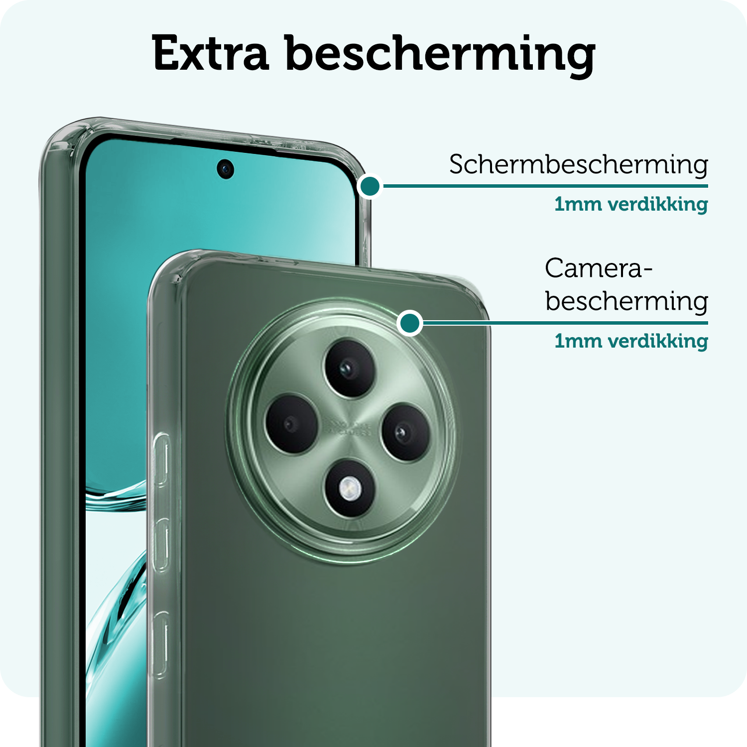Forterra Forterra OPPO Reno 12F Hoesje Siliconen Met Screenprotector - Transparant