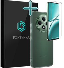 Forterra Forterra OPPO Reno 12F Hoesje Siliconen Met Screenprotector - Transparant