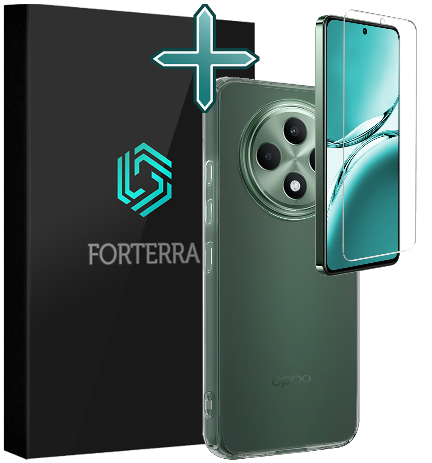 Forterra Forterra OPPO Reno 12F Hoesje Siliconen Met Screenprotector - Transparant