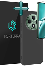 Forterra Forterra OPPO Reno 12F Hoesje Siliconen Met Screenprotector - Zwart