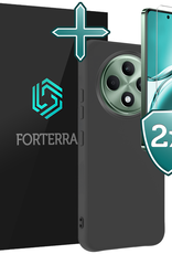 Forterra Forterra OPPO Reno 12F Hoesje Siliconen Met 2x Screenprotector - Zwart