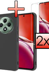 NoXx NoXx OPPO Reno 12F Hoesje Siliconen Met 2x Screenprotector - Zwart