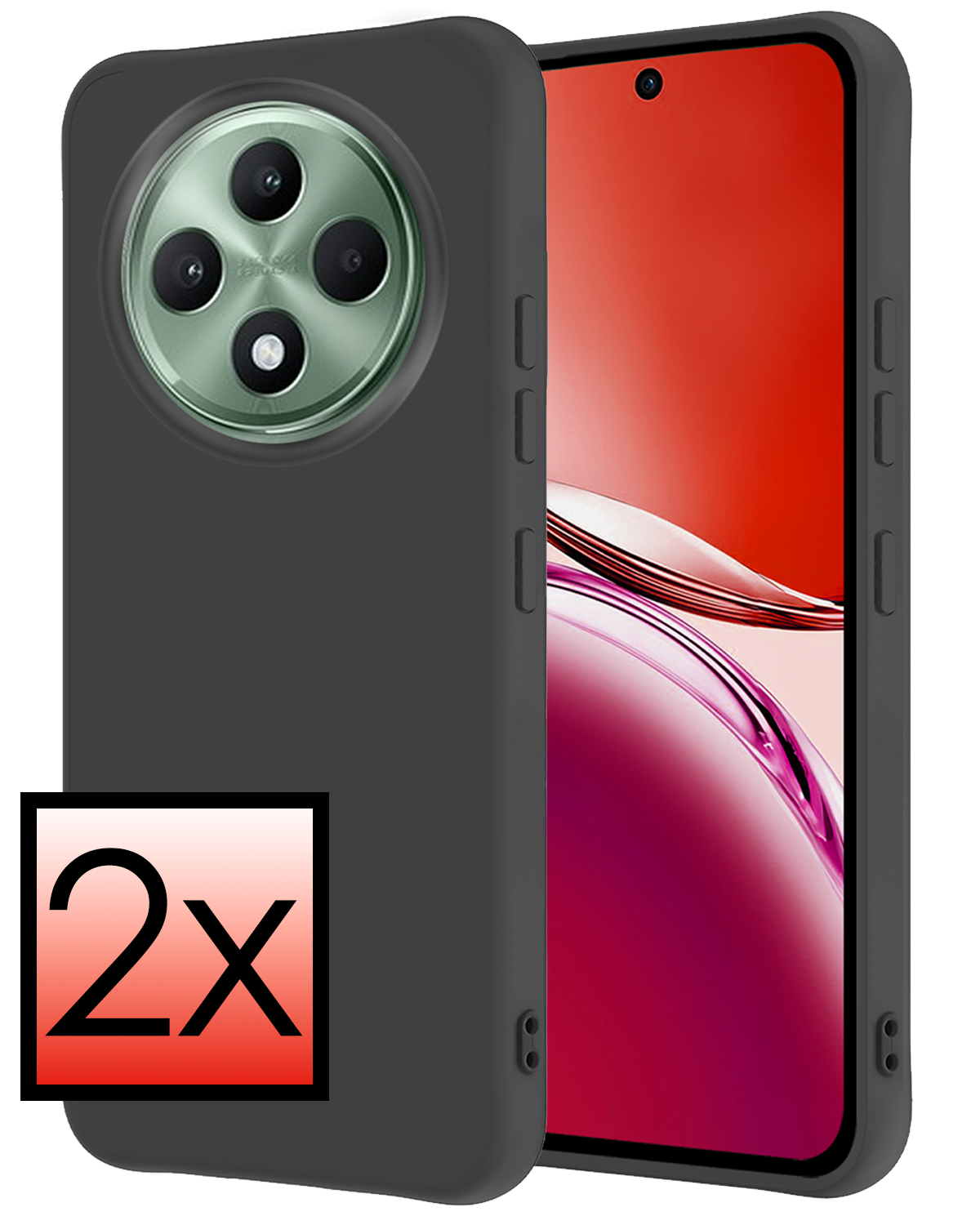 NoXx NoXx OPPO Reno 12F Hoesje Siliconen - Zwart - 2 PACK