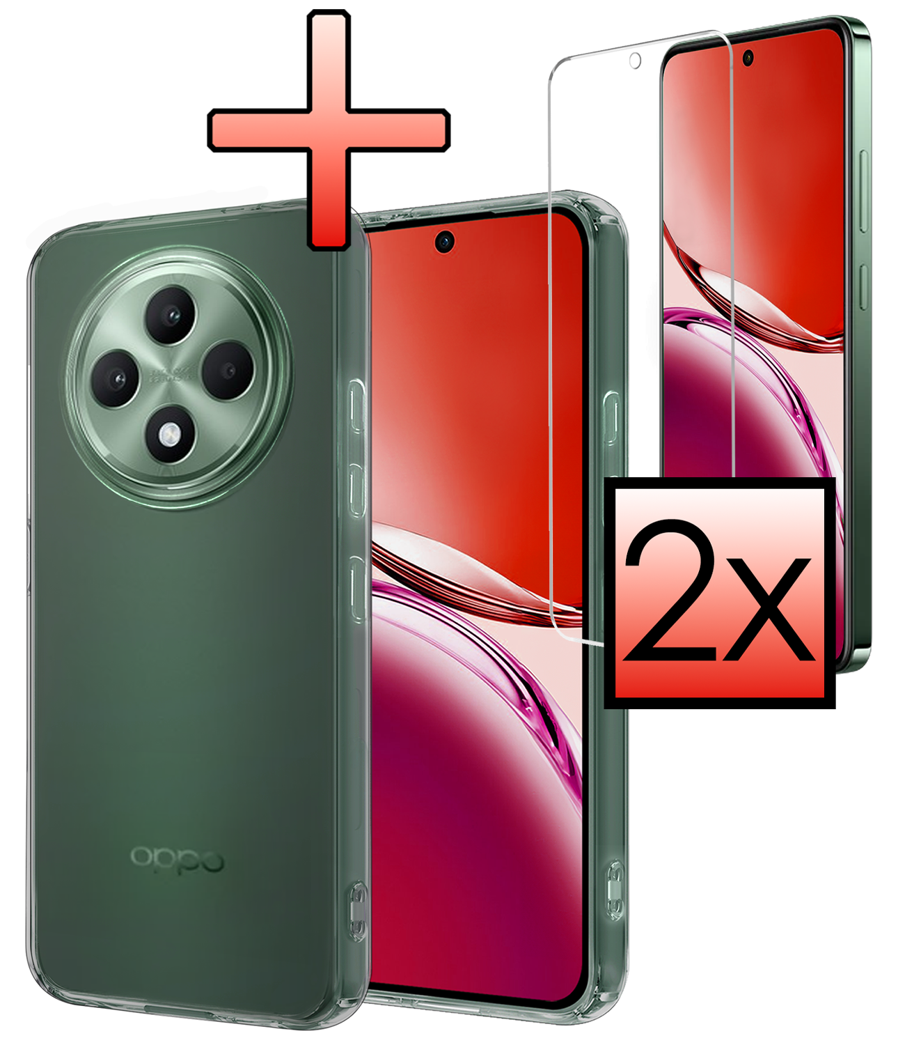NoXx NoXx OPPO Reno 12F Hoesje Siliconen Met 2x Screenprotector - Transparant