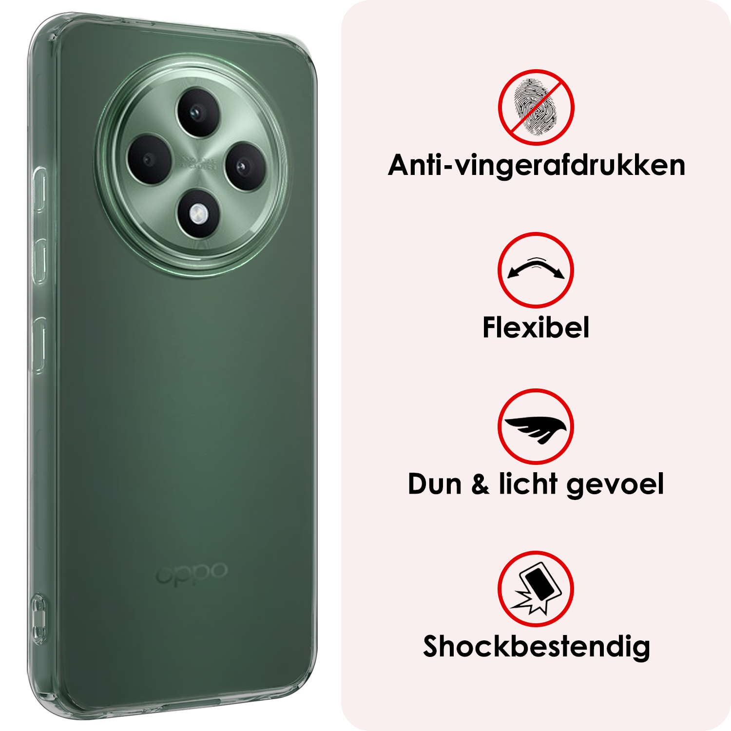 NoXx NoXx OPPO Reno 12F Hoesje Siliconen Met 2x Screenprotector - Transparant