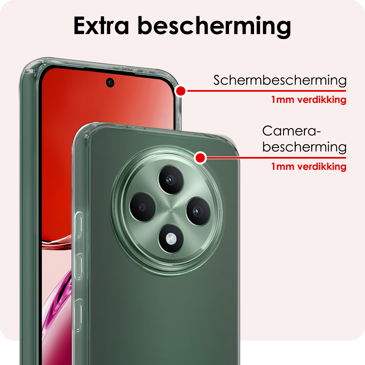 NoXx NoXx OPPO Reno 12F Hoesje Siliconen - Transparant - 2 PACK