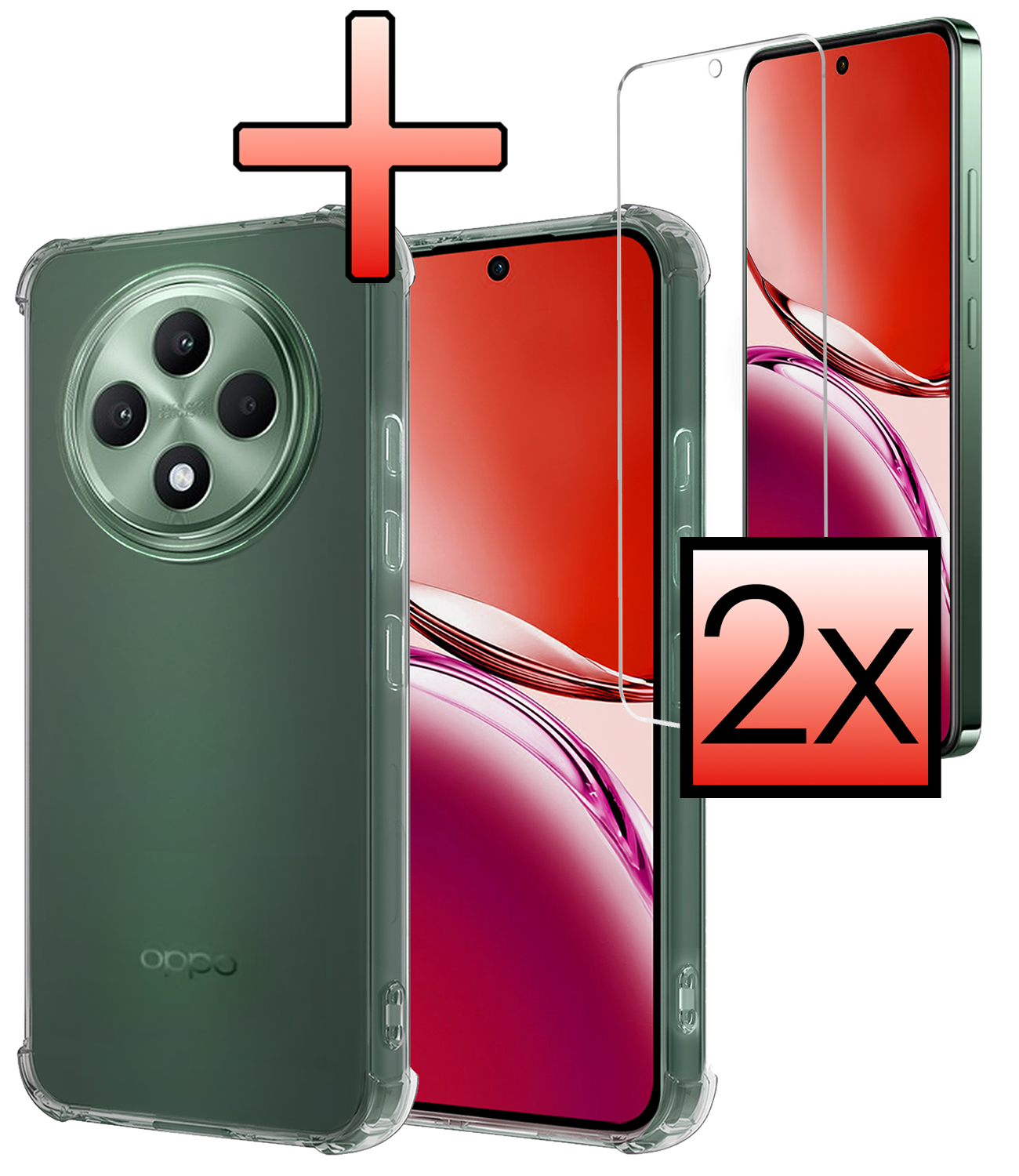NoXx NoXx OPPO Reno 12F Hoesje Shockproof Met 2x Screenprotector