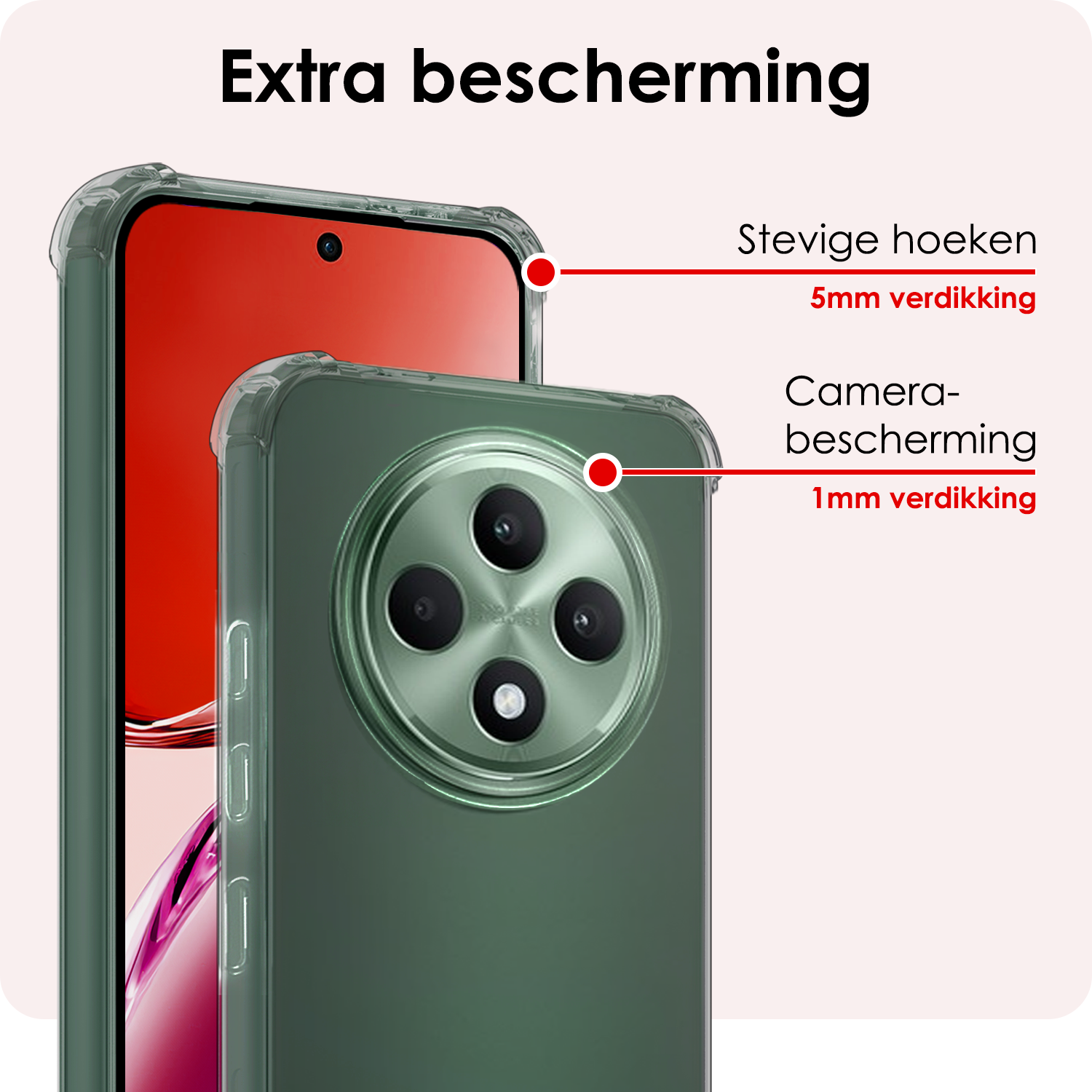 NoXx NoXx OPPO Reno 12F Hoesje Shockproof Met 2x Screenprotector