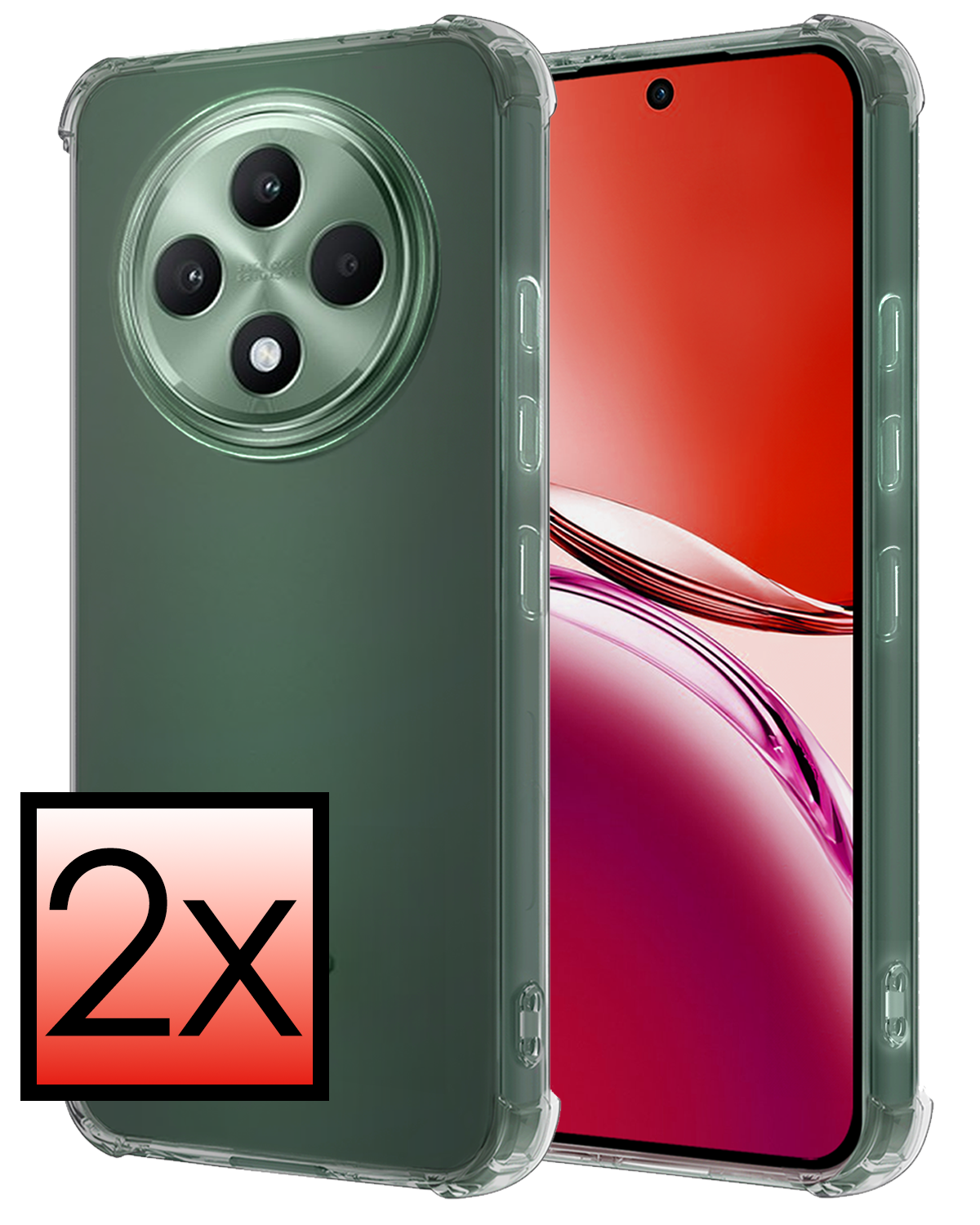 NoXx NoXx OPPO Reno 12F Hoesje Shockproof - Transparant - 2 PACK