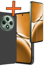 Nomfy Nomfy OPPO Reno 12F Hoesje Siliconen Met Screenprotector - Zwart