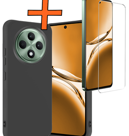 Nomfy Nomfy OPPO Reno 12F Hoesje Siliconen Met Screenprotector - Zwart