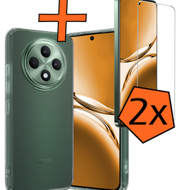 Nomfy Nomfy OPPO Reno 12F Hoesje Siliconen Met 2x Screenprotector - Transparant