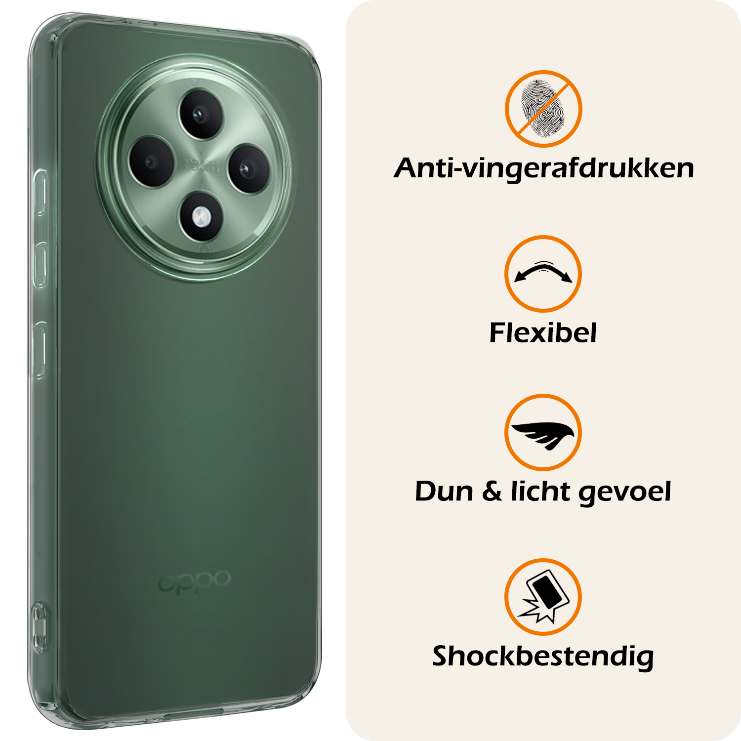 Nomfy Nomfy OPPO Reno 12F Hoesje Siliconen Met Screenprotector - Transparant