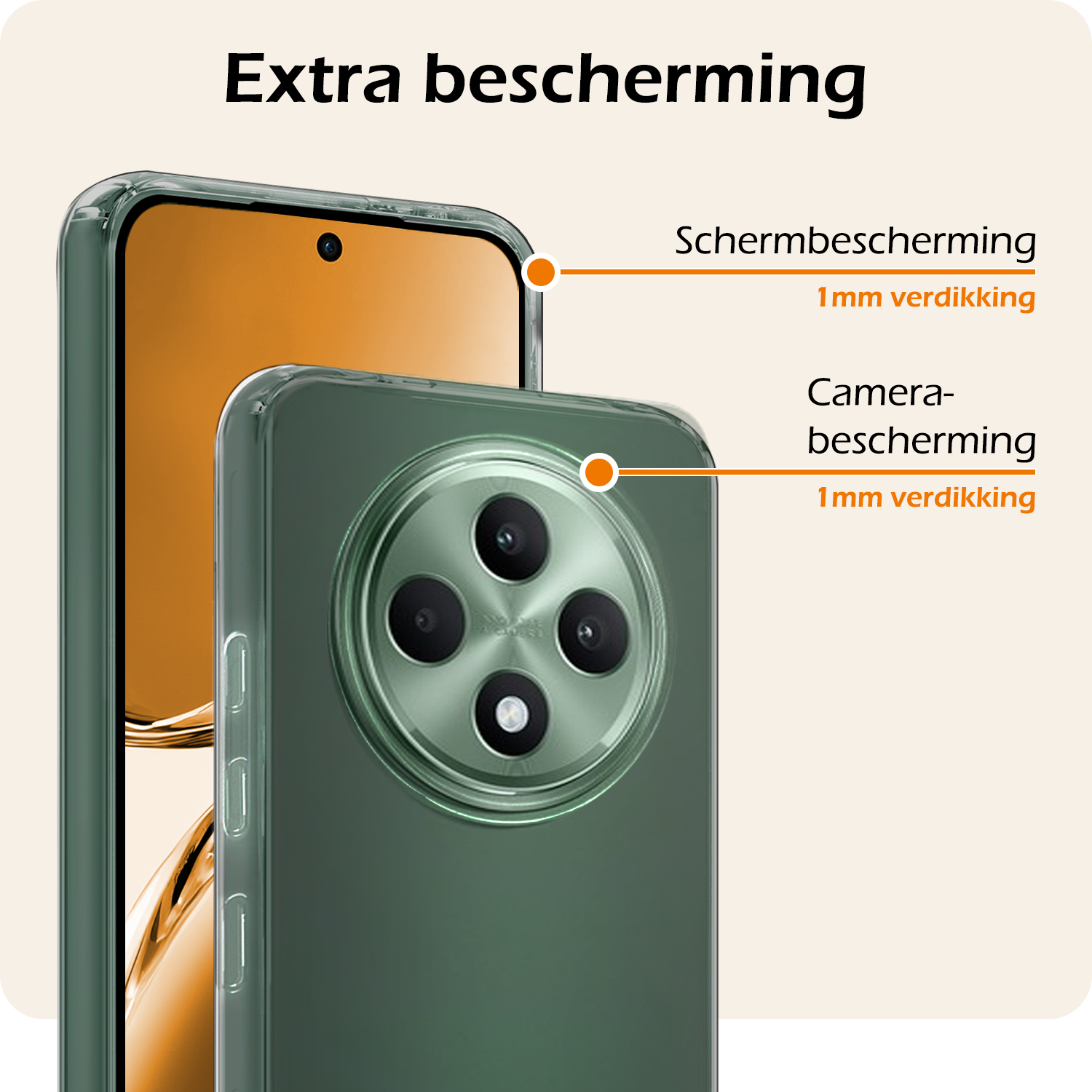 Nomfy Nomfy OPPO Reno 12F Hoesje Siliconen Met Screenprotector - Transparant