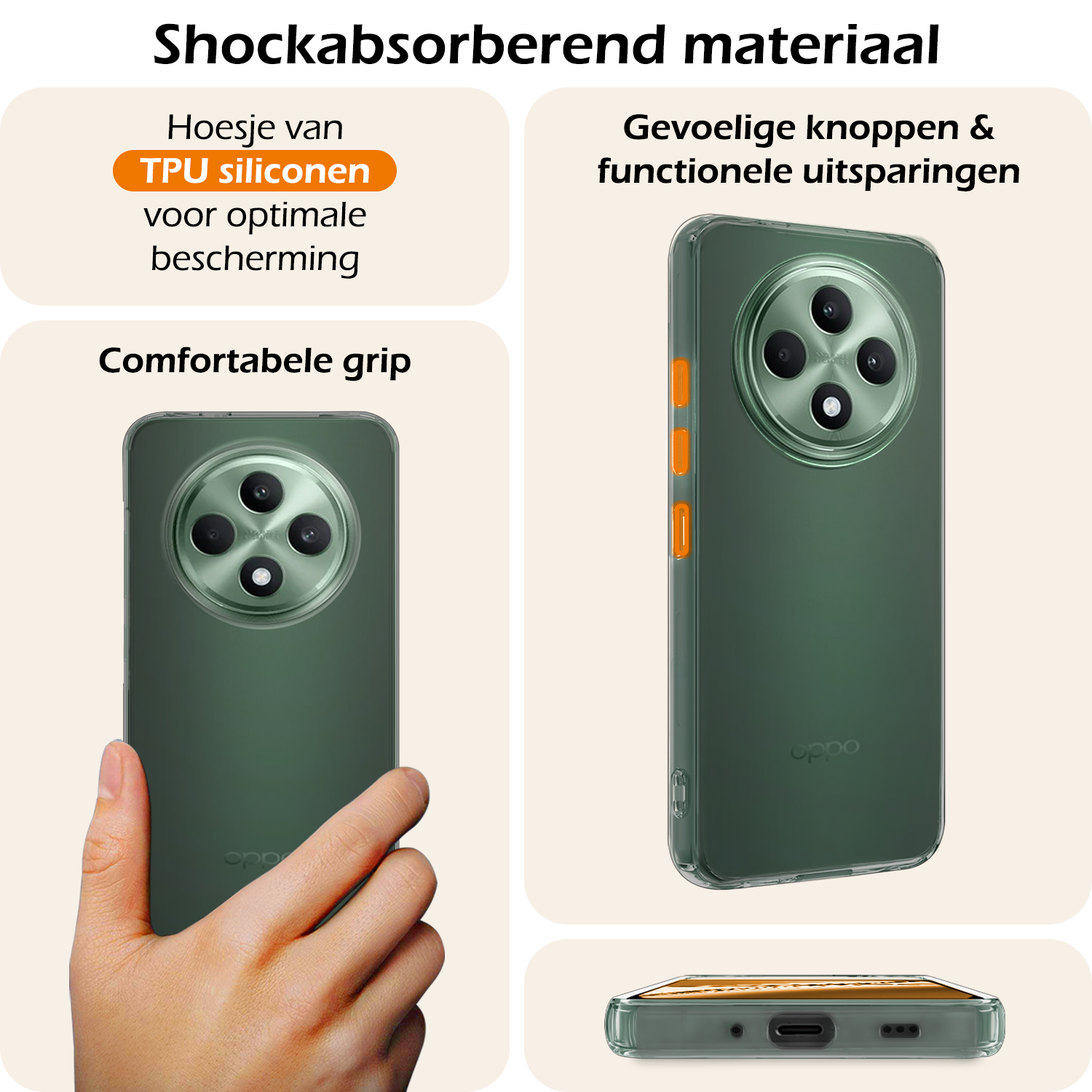 Nomfy Nomfy OPPO Reno 12F Hoesje Siliconen Met 2x Screenprotector - Transparant