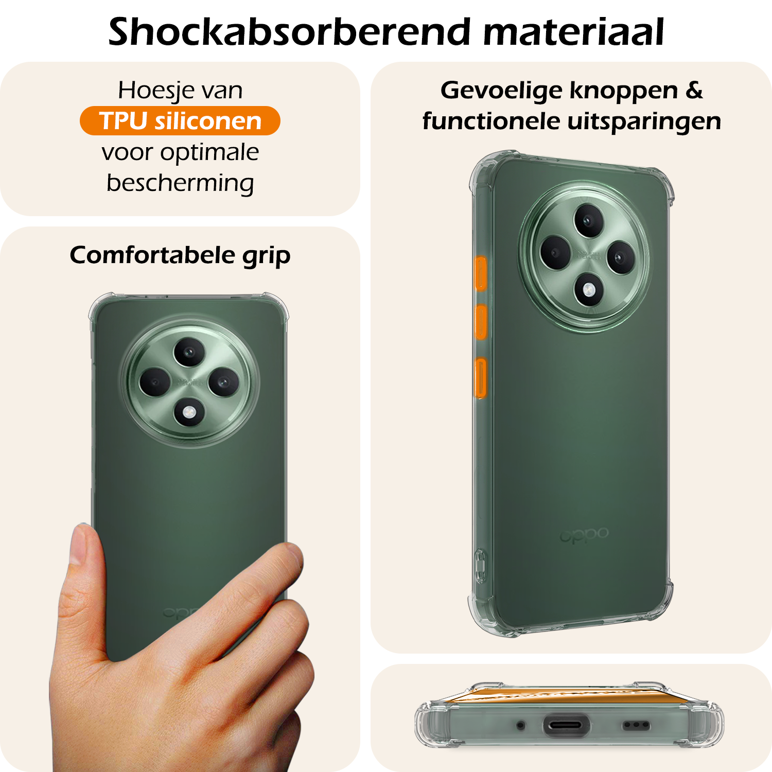 Nomfy Nomfy OPPO Reno 12F Hoesje Shockproof Met Screenprotector