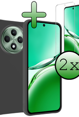 BASEY. BASEY. OPPO Reno 12F Hoesje Siliconen Met 2x Screenprotector - Zwart