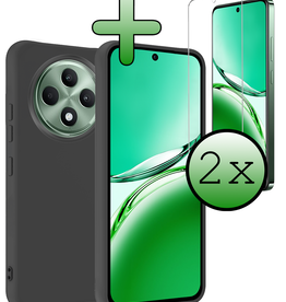 BASEY. BASEY. OPPO Reno 12F Hoesje Siliconen Met 2x Screenprotector - Zwart