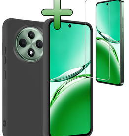 BASEY. BASEY. OPPO Reno 12F Hoesje Siliconen Met Screenprotector - Zwart
