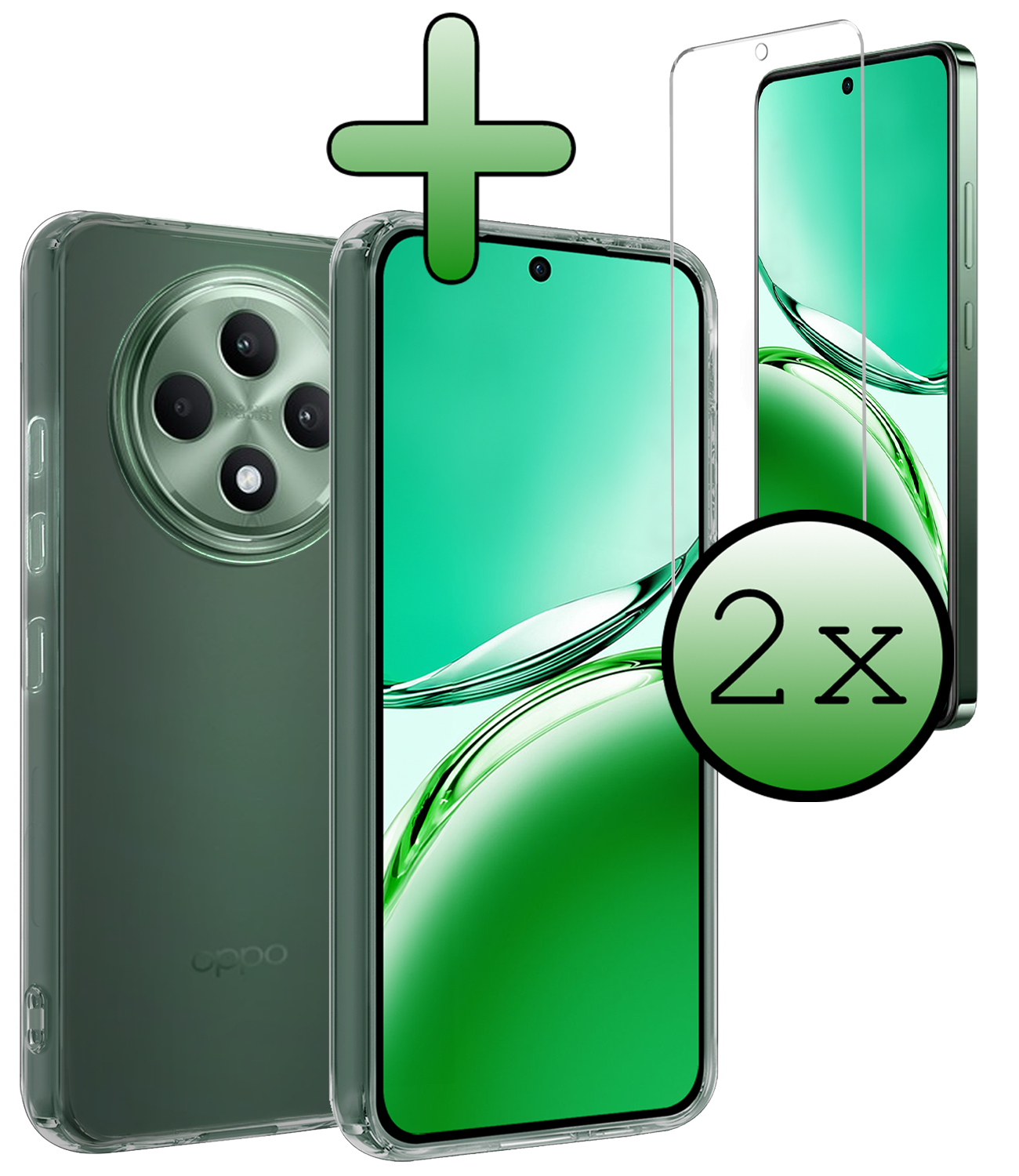BASEY. BASEY. OPPO Reno 12F Hoesje Siliconen Met 2x Screenprotector - Transparant