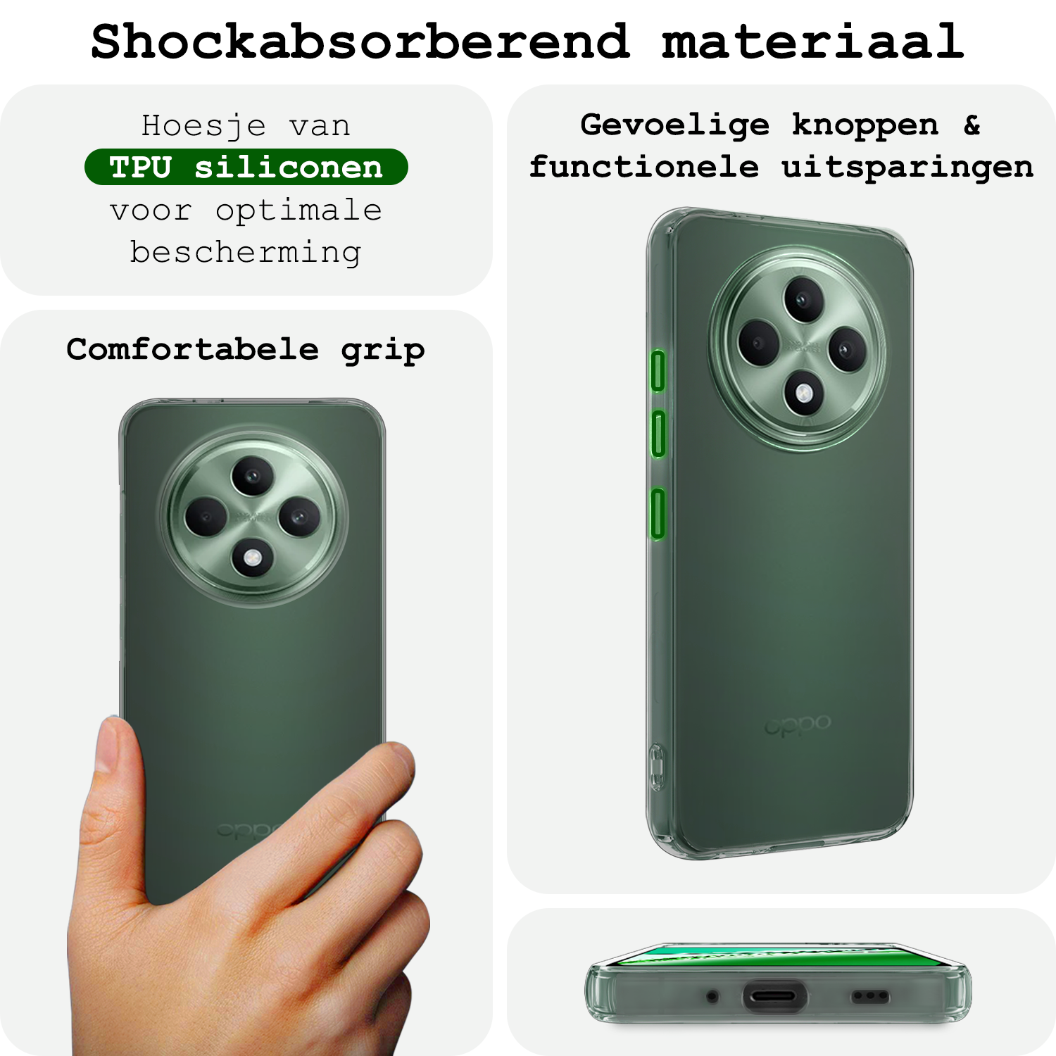 BASEY. BASEY. OPPO Reno 12F Hoesje Siliconen Met 2x Screenprotector - Transparant