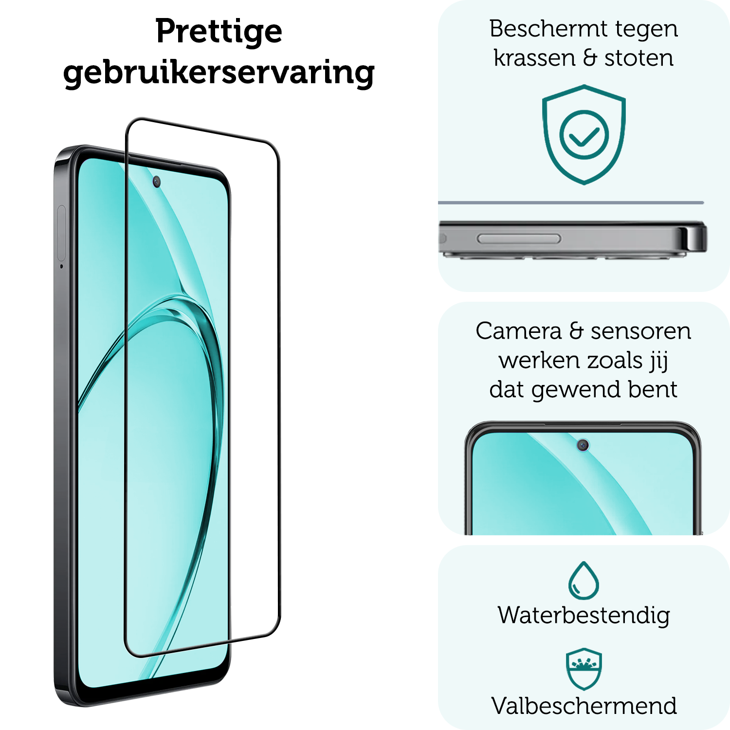 Forterra Forterra OPPO A80 Screenprotector Glas Full Cover - 3 PACK