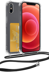 BASEY. Hoes Geschikt voor iPhone Xs Max Hoesje Pas Houder Shock Proof Case Hoes Met Koord - Hoesje Geschikt voor iPhone Xs Max Hoes Met Telefoonkoord Pasjeshouder Cover - Transparant