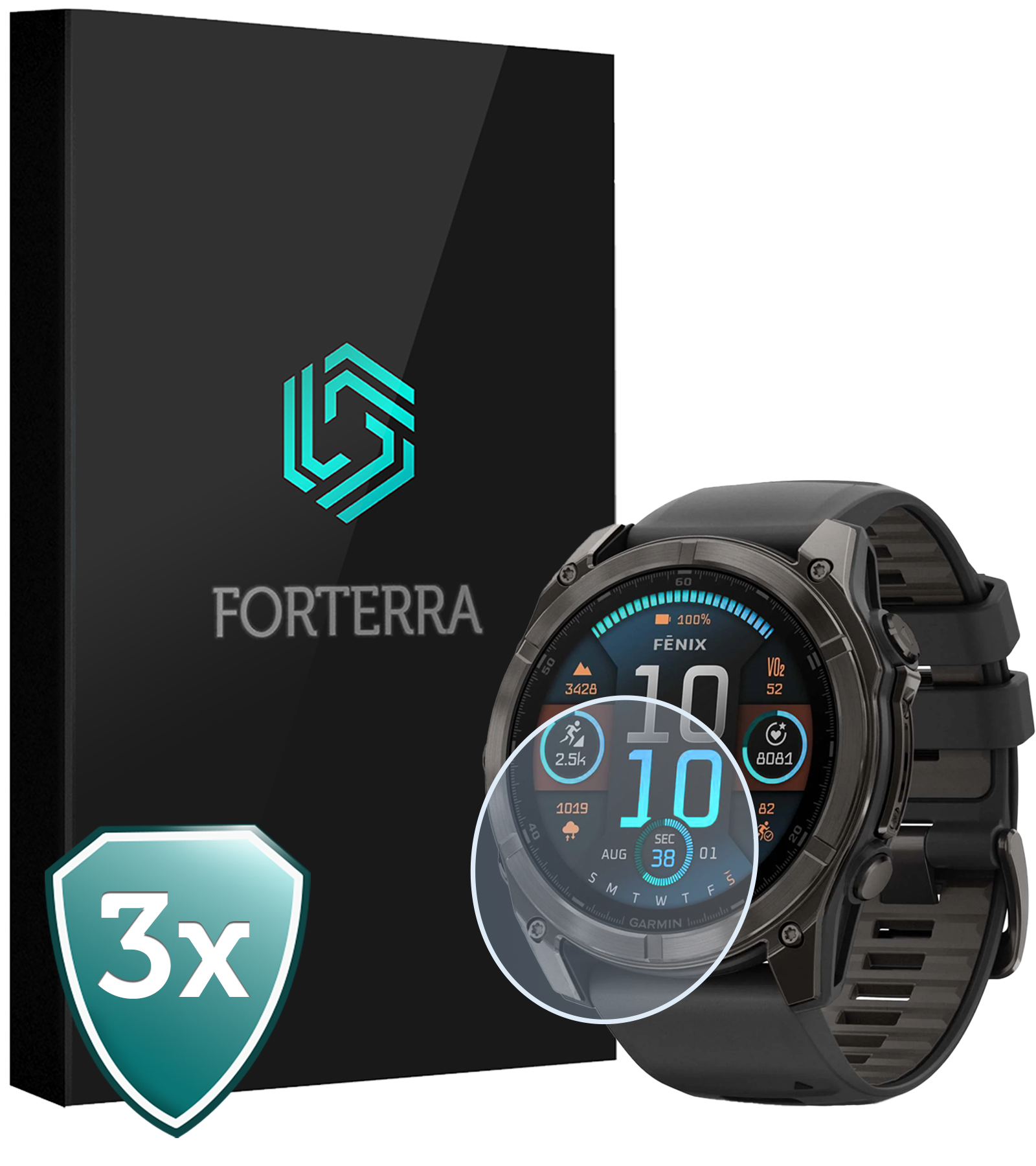 Forterra Forterra Garmin Fenix 8 (43 mm) Screenprotector - 3 PACK