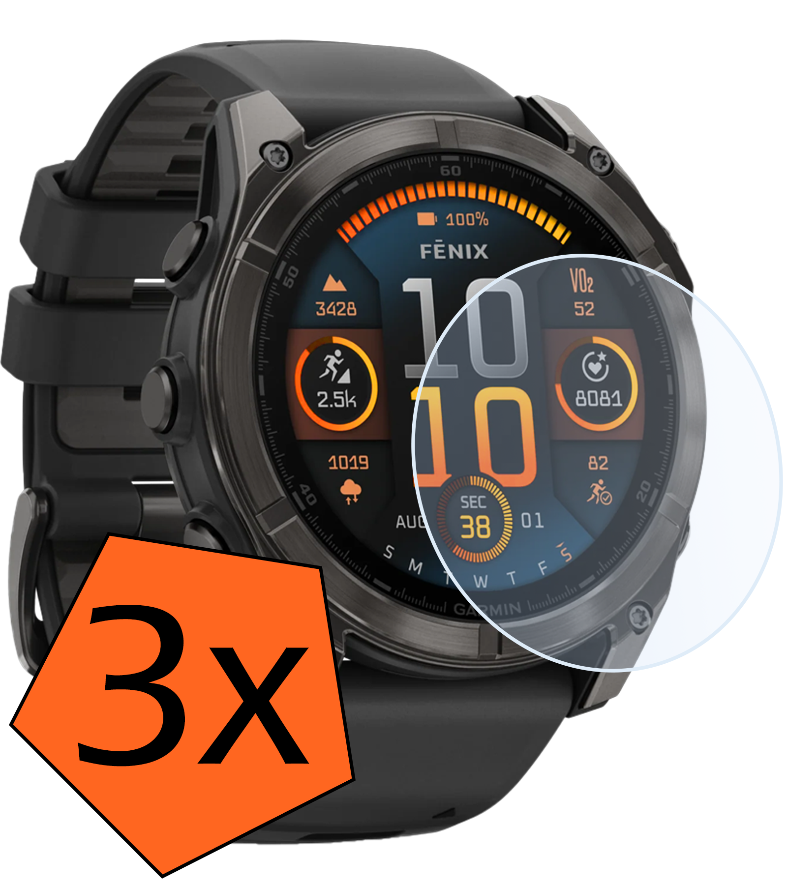 Nomfy Nomfy Garmin Fenix 8 (47 mm) Screenprotector - 3 PACK
