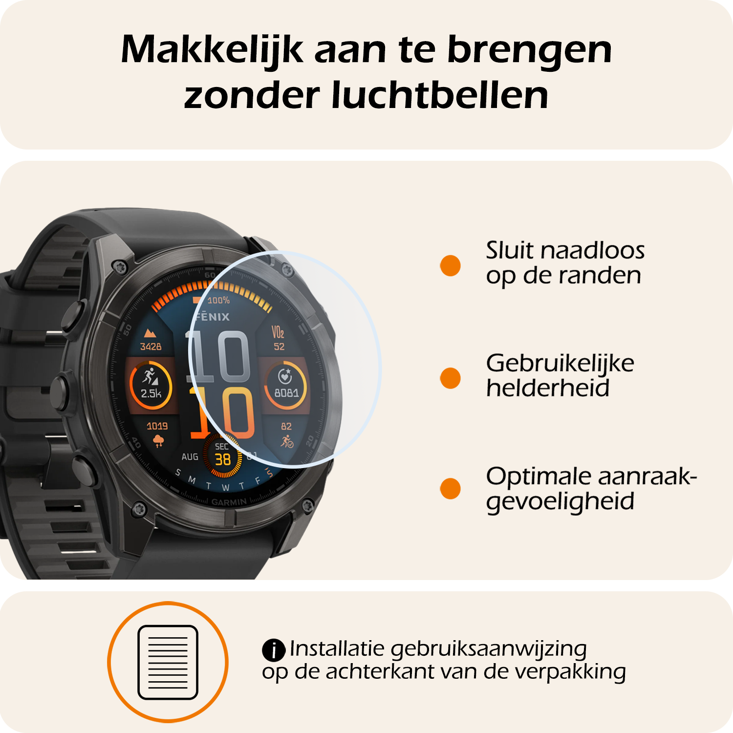 Nomfy Nomfy Garmin Fenix 8 (47 mm) Screenprotector - 3 PACK