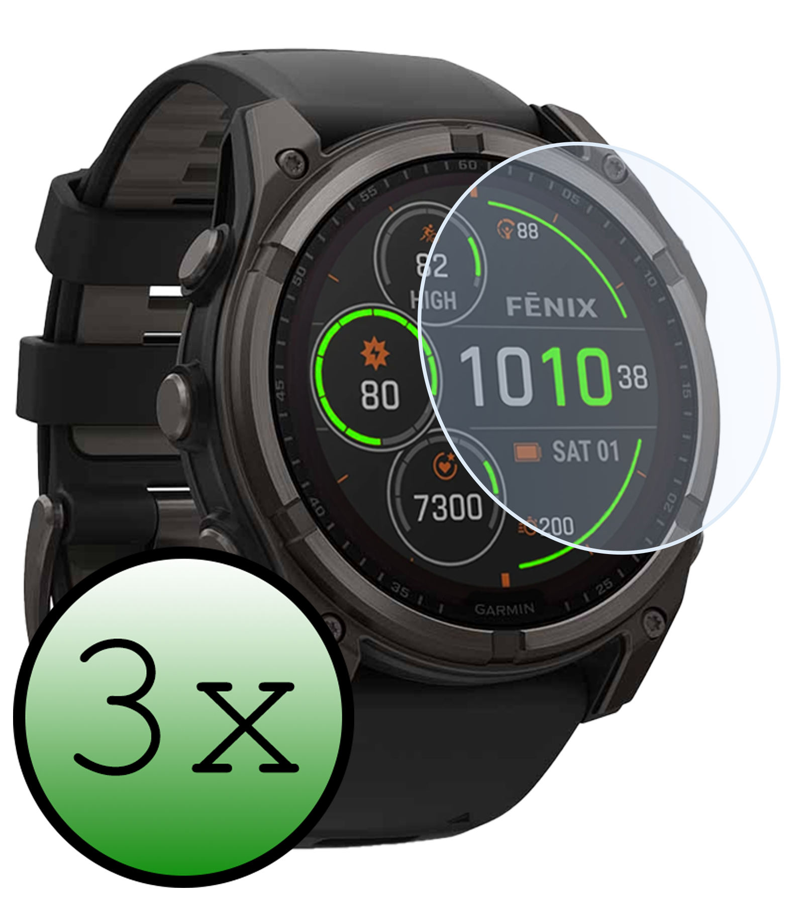 BASEY. BASEY. Garmin Fenix 8 Solar (47 mm) Screenprotector - 3 PACK
